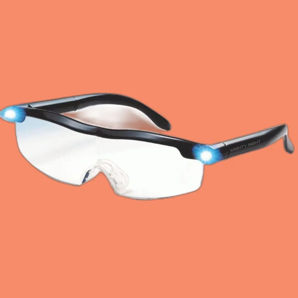 Mighty Sight LED Light Magnifying Eyewear Glasses Reading Far Sight Hobby